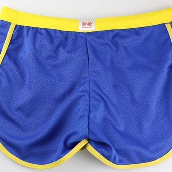 Men's Retro Gym Shorts Trunks with Pouch Blue - Picture 6 of 7